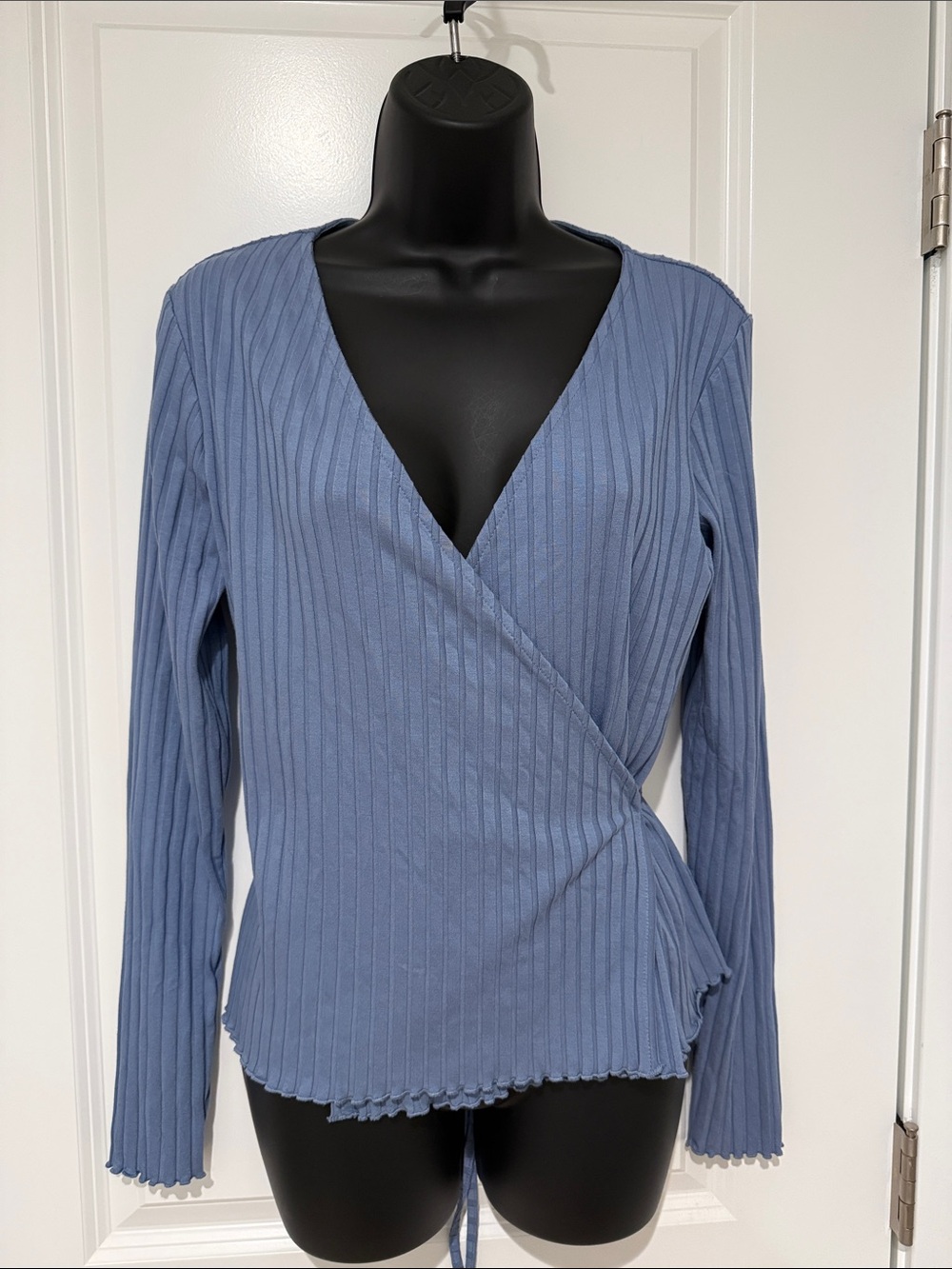 & Other Stories Ribbed Long Sleeve Wrap Top